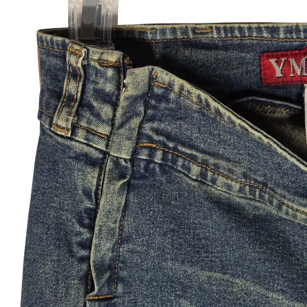 VTG YMI UBU Jeans 32x32 (JR 13) Split Hem Flare Leg Jeans Y2K Pocketless Stretch